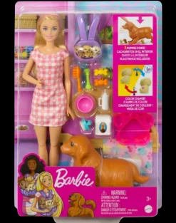Barbie And Newborn Pups Playset With Blonde Doll Flash Sale