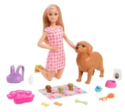 Barbie And Newborn Pups Playset With Blonde Doll Flash Sale