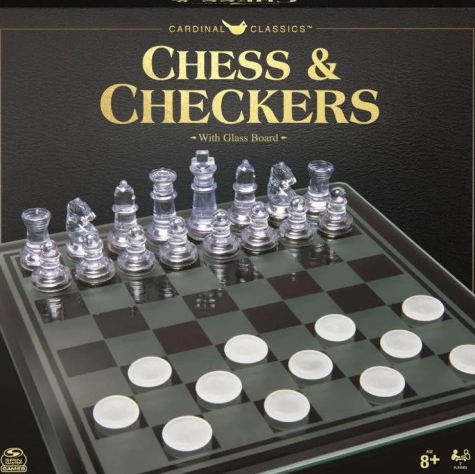 Cardinal Games Cardinal Classics Chess & Checkers With Glass Board New