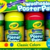 Crayola Washable Poster Paint-A-Pack (White/Yellow/Red/Blue) Classic Colours + Brush Cheap