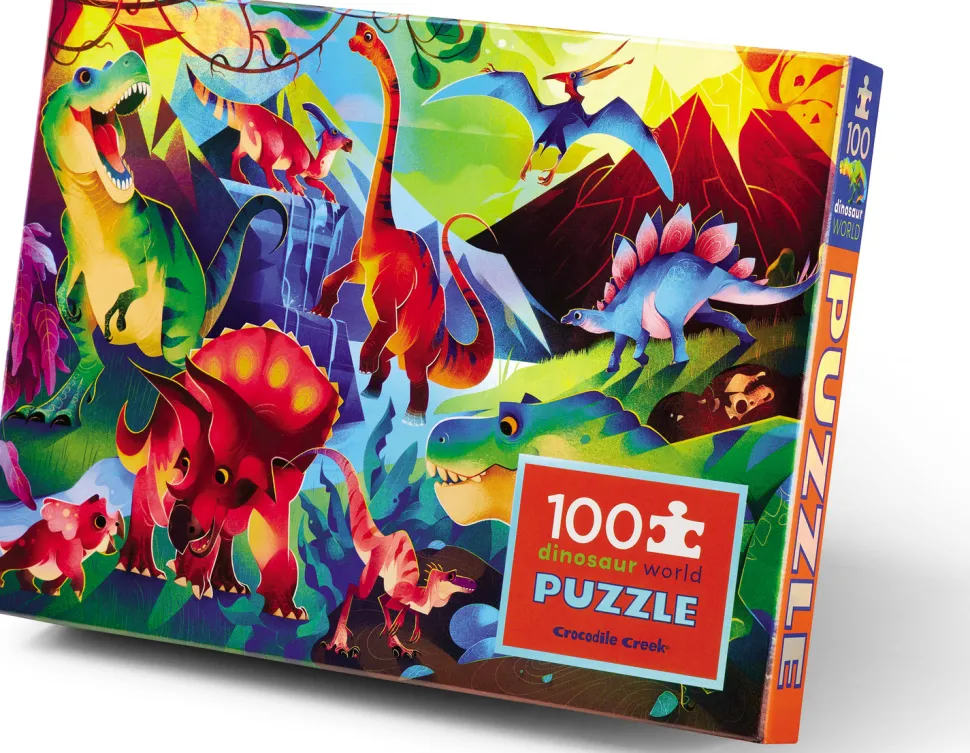 Crocodile Creek 100 Piece Holographic Puzzle Dinosaur World New