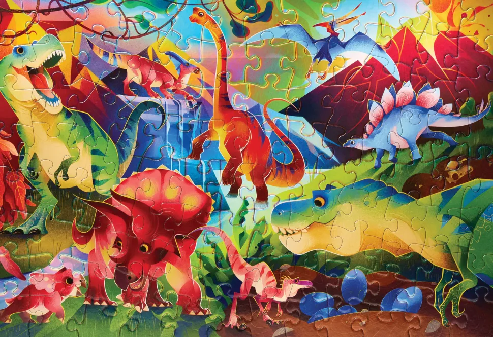 Crocodile Creek 100 Piece Holographic Puzzle Dinosaur World New