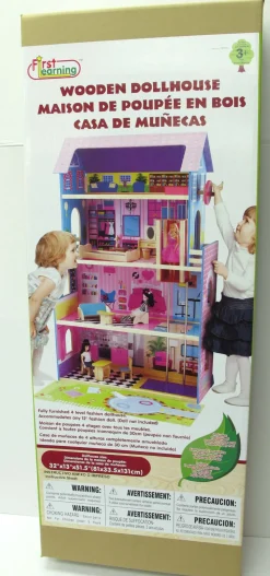 First Learning Wooden Doll House With Elevator & Furniture Sale