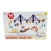 First Learning Wooden Train Set 60 Piece With Bridge Flash Sale