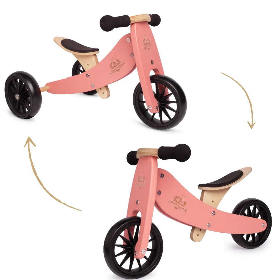 Kinderfeets Tiny Tot Wooden Trike Coral Discount
