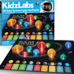 4M Kidz Labs 3D Solar System Light-Up Poster New