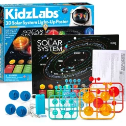 4M Kidz Labs 3D Solar System Light-Up Poster New