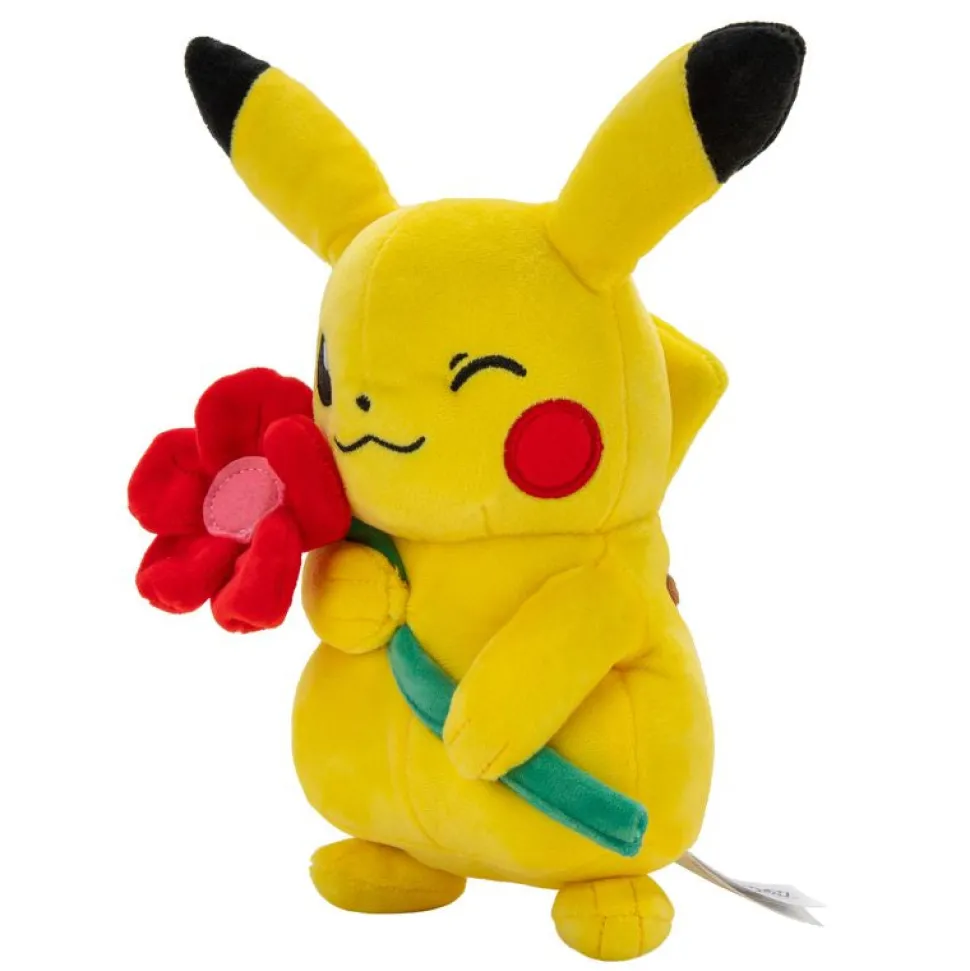Pokemon 20cm Valentines Plush Pikachu With Red Flower Accessory Hot