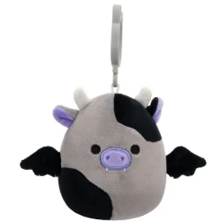 Squishmallows Season Halloween 3.5 Inch Plush Clip-On Bridgette Grey And Black Cow Bat Store