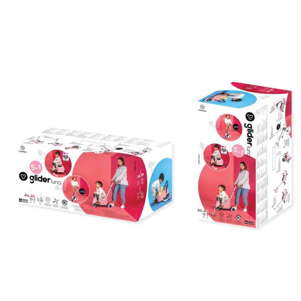Yvolution Y Glider Luna 5In1 Kids Scooter Pink Clearance